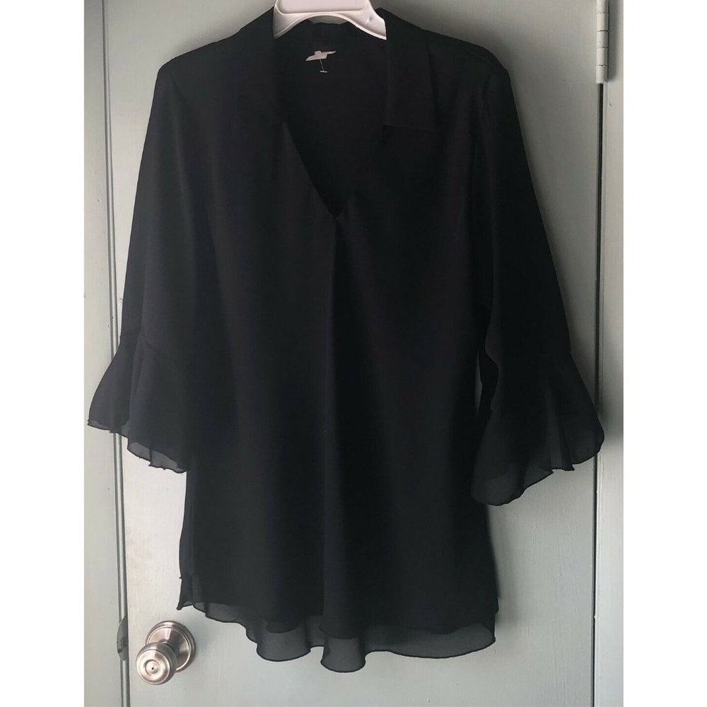 Vintage Michael K sheer butterfly sleeve top v neck made in USA see measurements